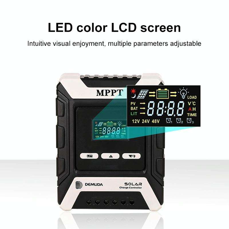 MPPT Solar Controller 12V / 24V / 48V Automatic Identification Charging Controller with Dual USB ...