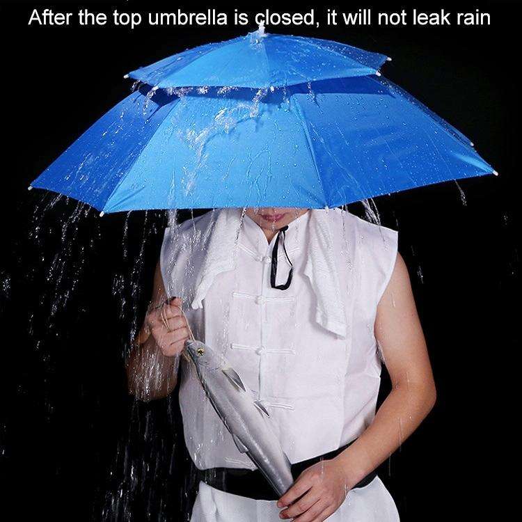 Double-layer Fishing Umbrella Hat Outdoor Sunscreen And Rainproof Folding Umbrella Hat, Color: 95...