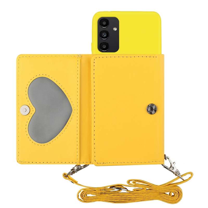 For Samsung Galaxy A54 5G Crossbody Lanyard Wallet Card Bag Phone Case(Yellow)