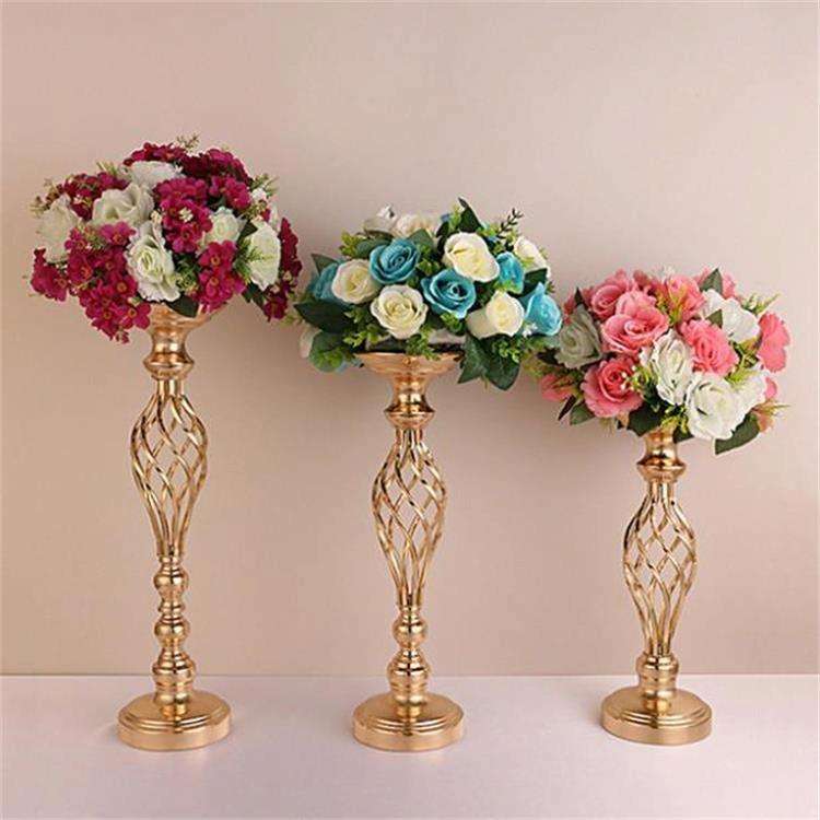 Gold Plated Wrought Iron Candlestick Window Wedding Props Decoration, Size:40cm