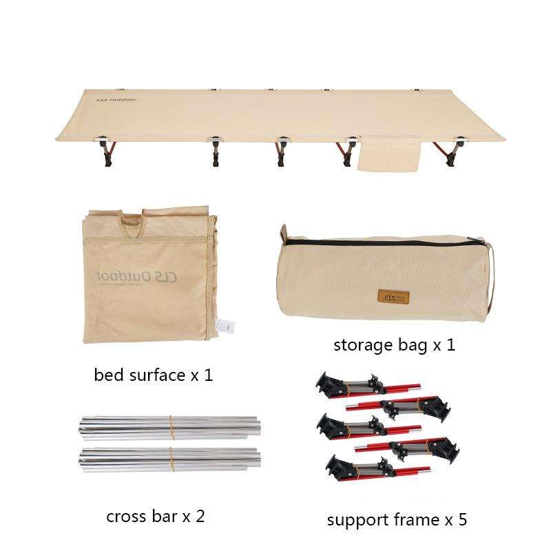 CLS Ultra-Light Outdoor Camping Bed Aluminum Alloy Portable Lunch Break Folding Bed(Black)