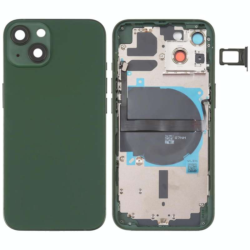 For iPhone 13 Battery Back Cover with Side Keys & Card Tray & Power + Volume Flex Cable & Wireles...