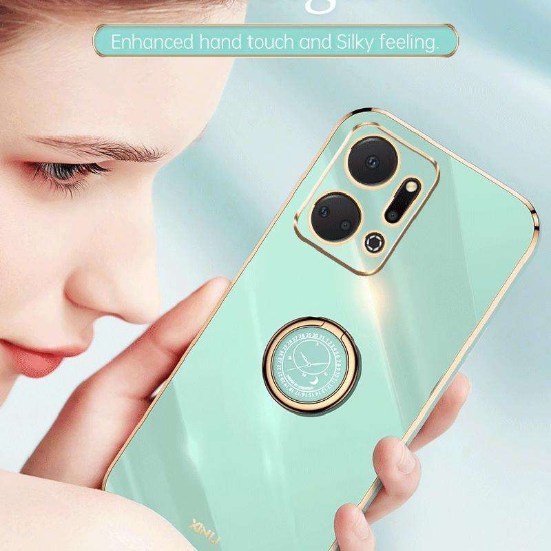 For Honor X7a 2023 XINLI Straight Edge 6D Electroplate TPU Phone Case with Ring Holder(Celestial ...