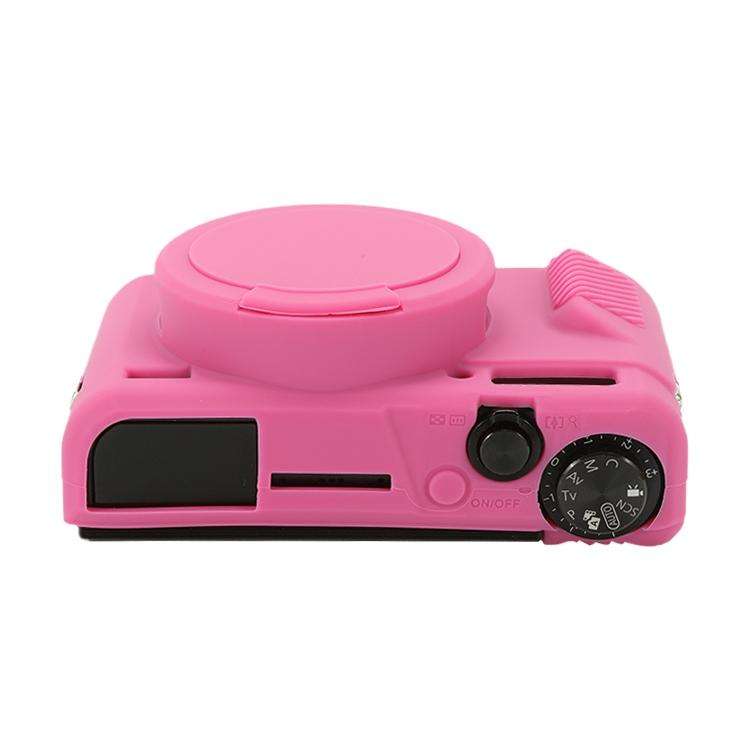 For Canon PowerShot G7 X Mark II / G7X2 Soft Silicone Protective Case with Lens Cover(Rose Red)