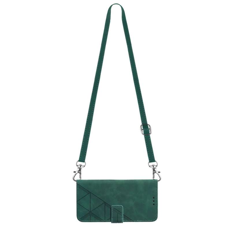 For Tecno Spark 7 Crossbody 3D Embossed Flip Leather Phone Case(Dark Green)