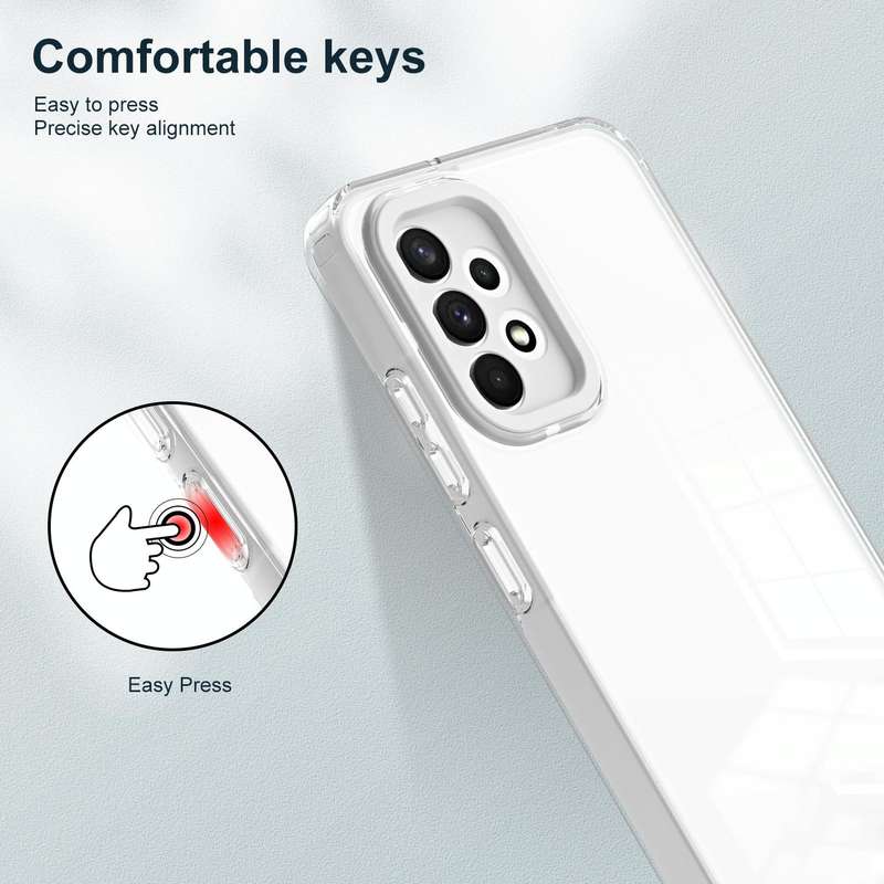 For Samsung Galaxy A23 4G 3 in 1 Clear TPU Color PC Frame Phone Case(White)
