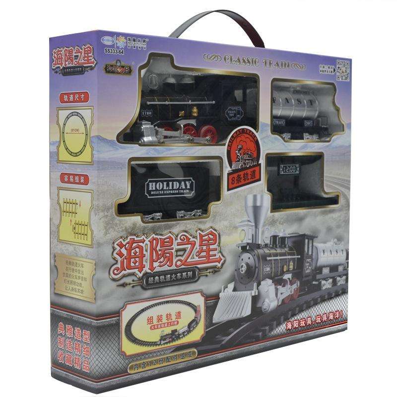 SS333-64 Electric Retro Simulation Train Model Children Toys Light Music Track Train (Red)