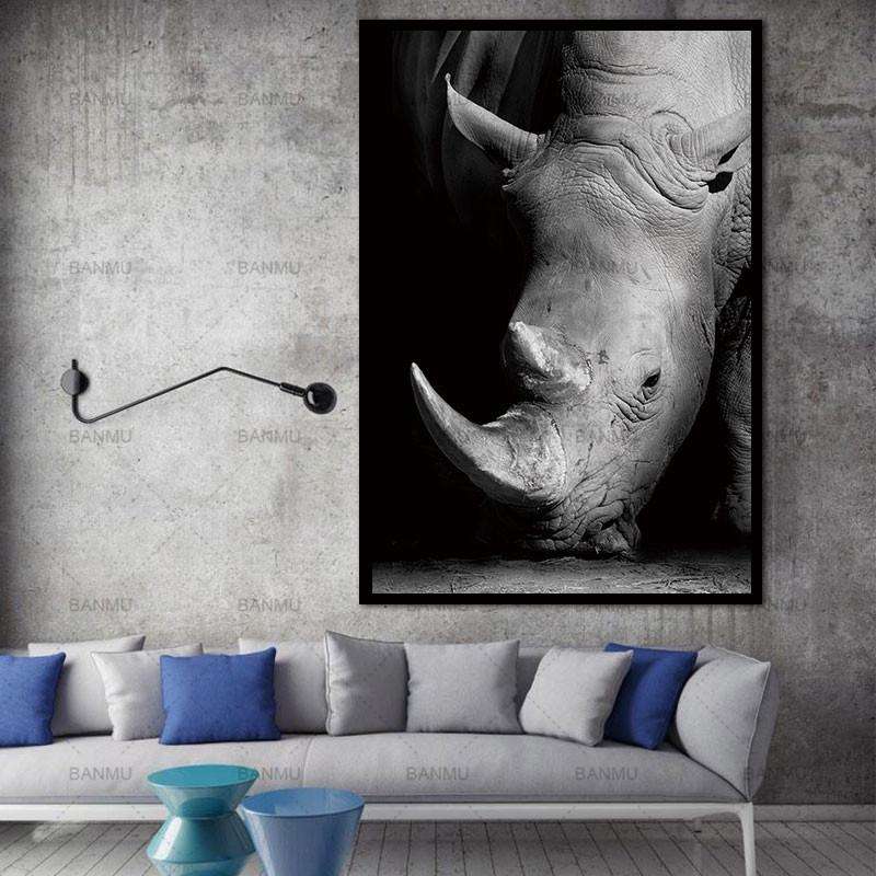 Simple Black and White Animal Decoration Painting Study Living Room Sofa Background Wall Painting...