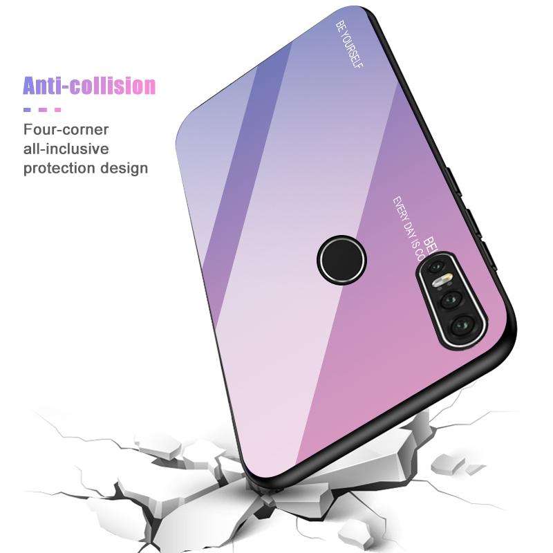 For Huawei P30 Lite Gradient Color Glass Case(Blue)
