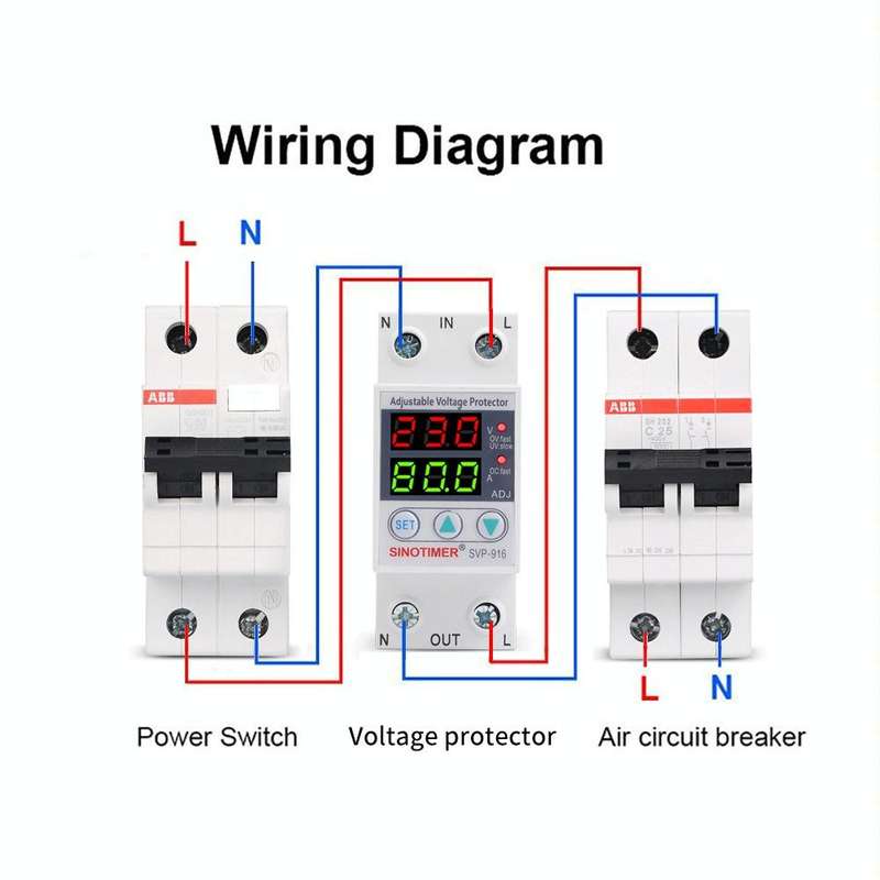 SINOTIMER SVP-916 Adjustable Self-resetting Over-voltage Under-voltage Protector, Current: 63A