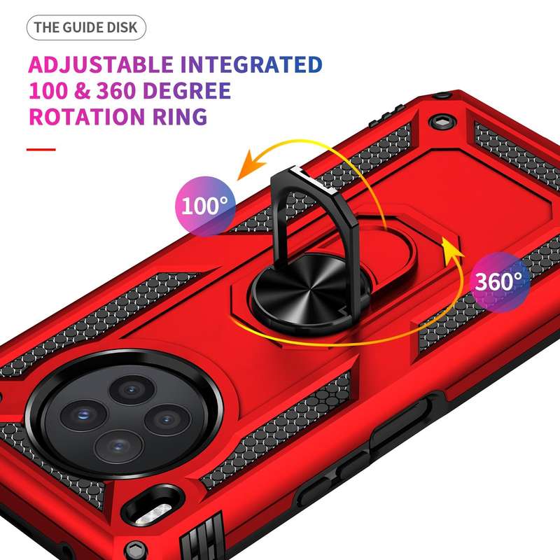 For Huawei nova 8i Shockproof TPU + PC Phone Case with 360 Degree Rotating Holder(Red)