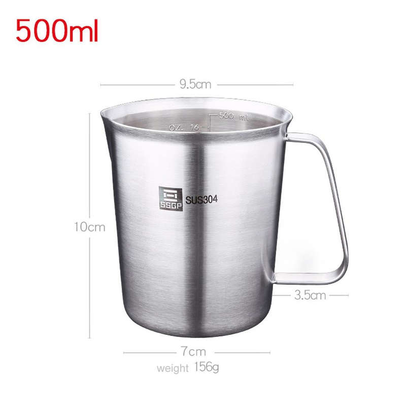 SSGP Kitchen Cooking Tool Stainless Steel Graduated Measuring Cups, Size: 10*9.5cm, 500ml