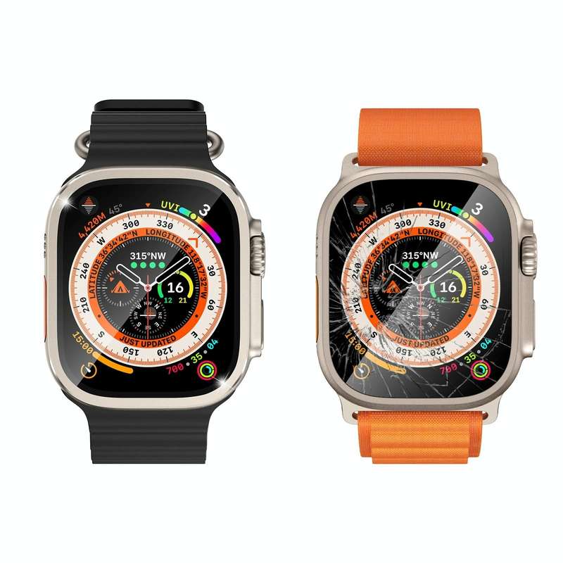 For Apple Watch Ultra 49mm Aluminum Alloy Frame Integrated Tempered Film(Original Color)