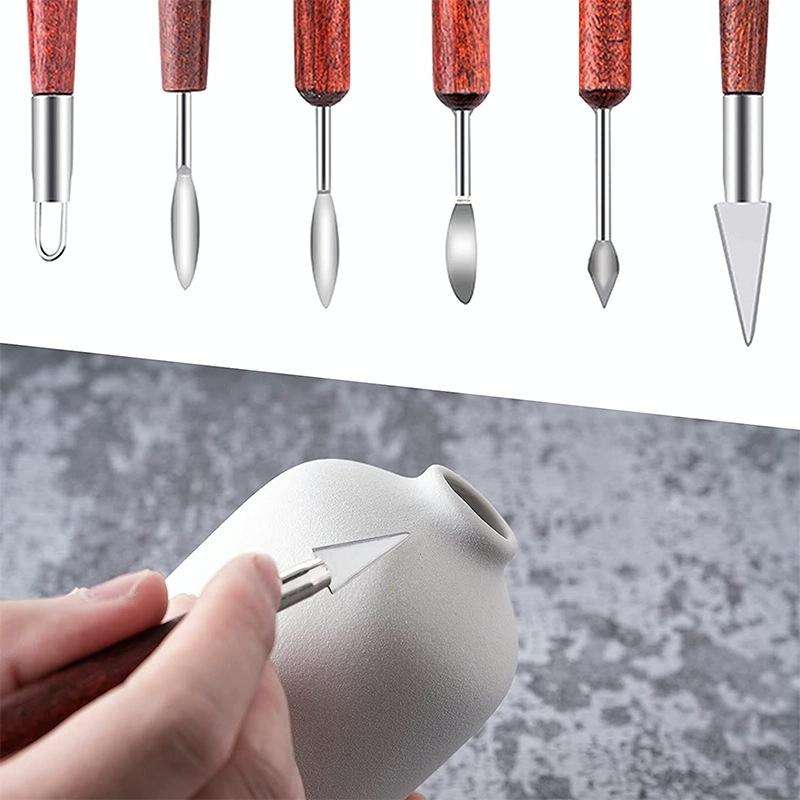 6 PCS/Set Double-head Radium Silk Knife Ceramic Clay Carving Tool