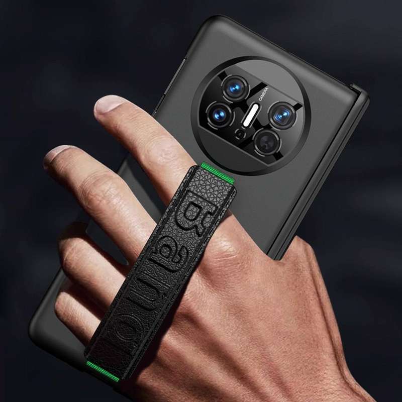 For Huawei Mate X3 Wristband Integrated HD Film Magnetic Hinge Phone Case(Dark Green)