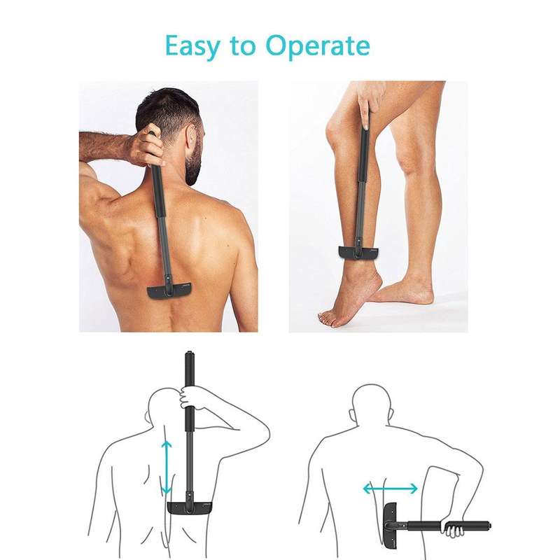 XPREEN XPRE034 Stretchable Handle Stainless Steel Blade Back Shaver Adjustable Back Razor with La...