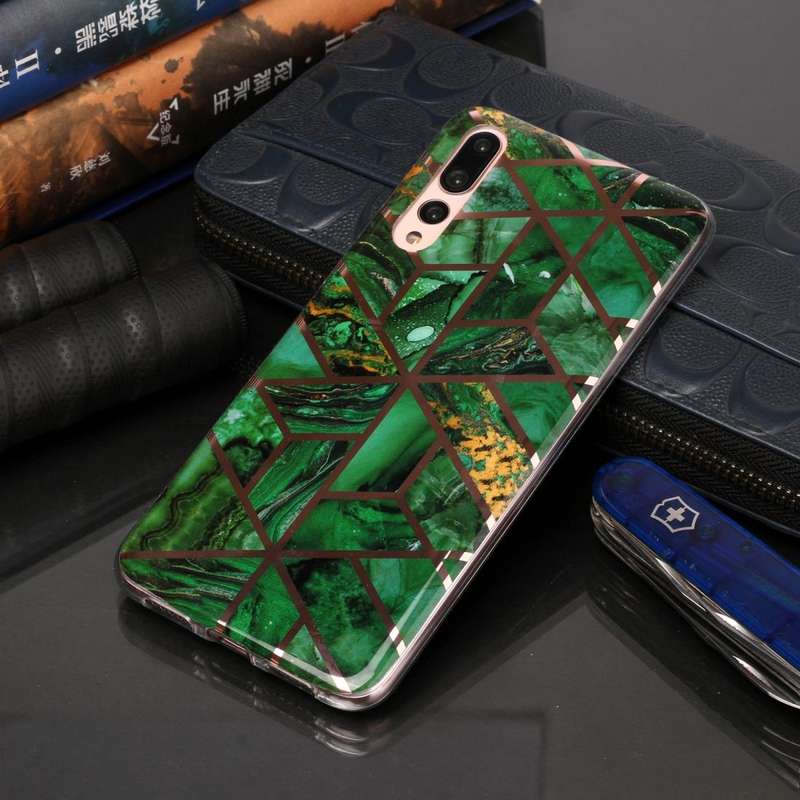 For Huawei P20 Pro Plating Marble Pattern Soft TPU Protective Case(Green)
