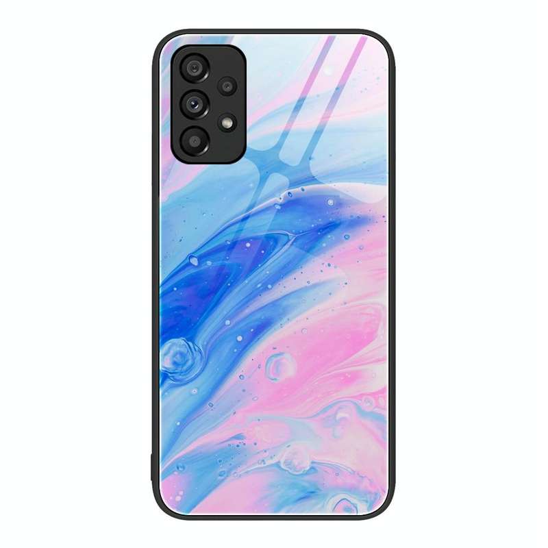 For Samsung Galaxy A53 Marble Pattern Glass Protective Phone Case(Pink)