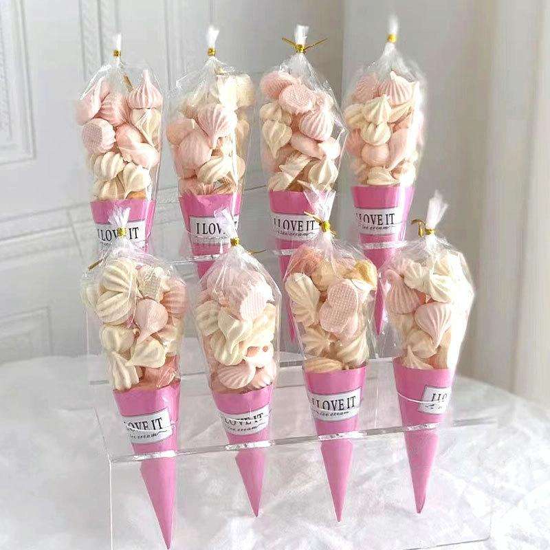 100pcs Disposable Ice Cream Paper Holder Sweet Crispy Tip Bottom Paper(Gold)