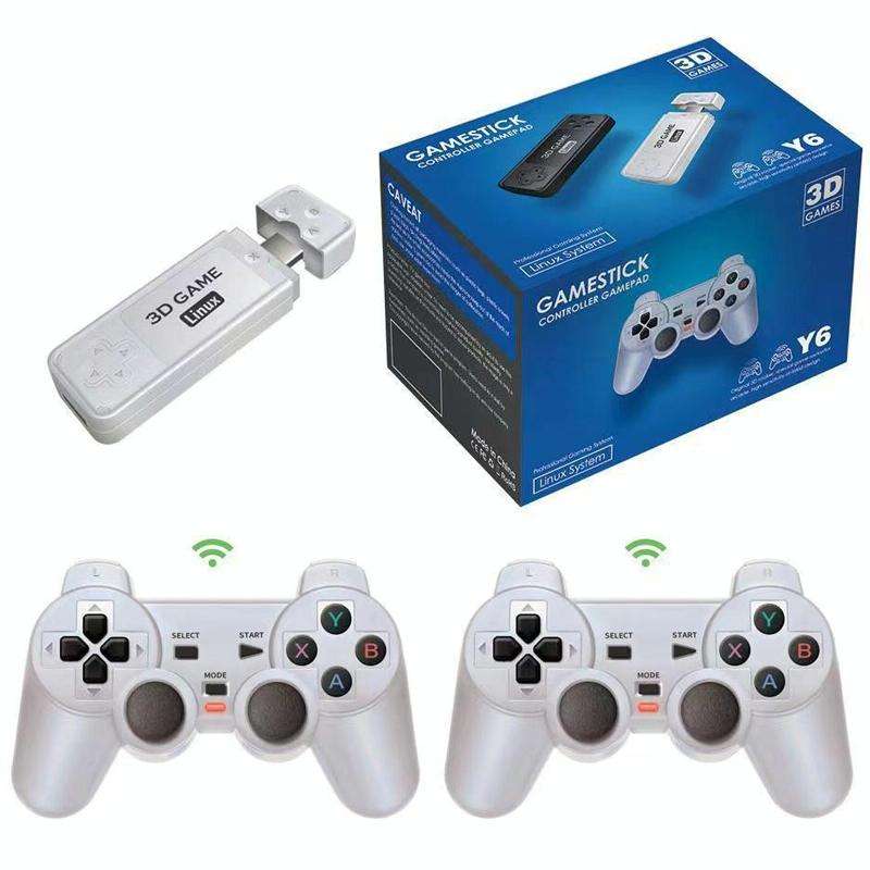 Y6 Handheld Game Console 2.4G HD 4K Wireless Portable Linux Video Game Stick, Style: 128G 10000+ ...