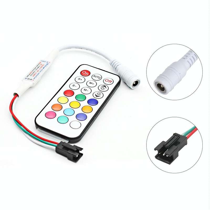 RGB LED Controller with 21-keys RF Remote Controller for WS2812B WS2811 LED Strip