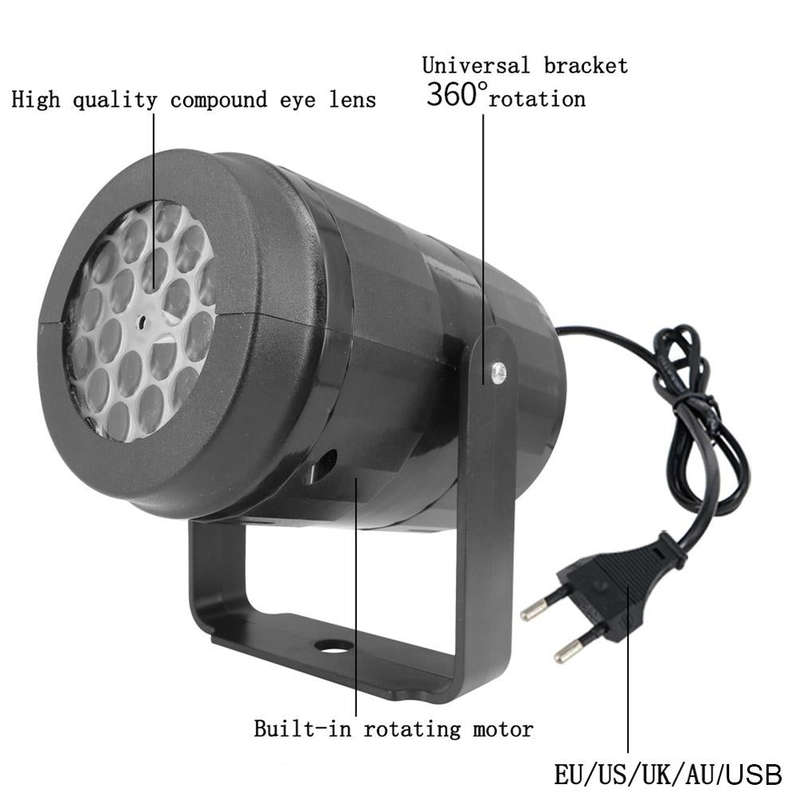 4W LED Snowflake Christmas Decoration Projector Light with 16 Patterns, Spec: EU Plug