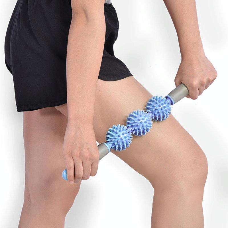 Yoga Health Care Triple Hedgehog Balls Neck Leg Hand Muscle Massage Stick(Purple)