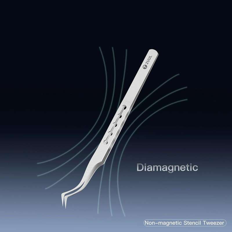 2UUL Non-magnetic Stainless Stencil Tweezers with Holes, Model:TW22