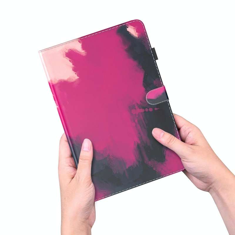 For Lenovo Tab M10 10.1 3rd Gen Watercolor Pattern Skin Feel Magnetic Leather Tablet Case(Berry)
