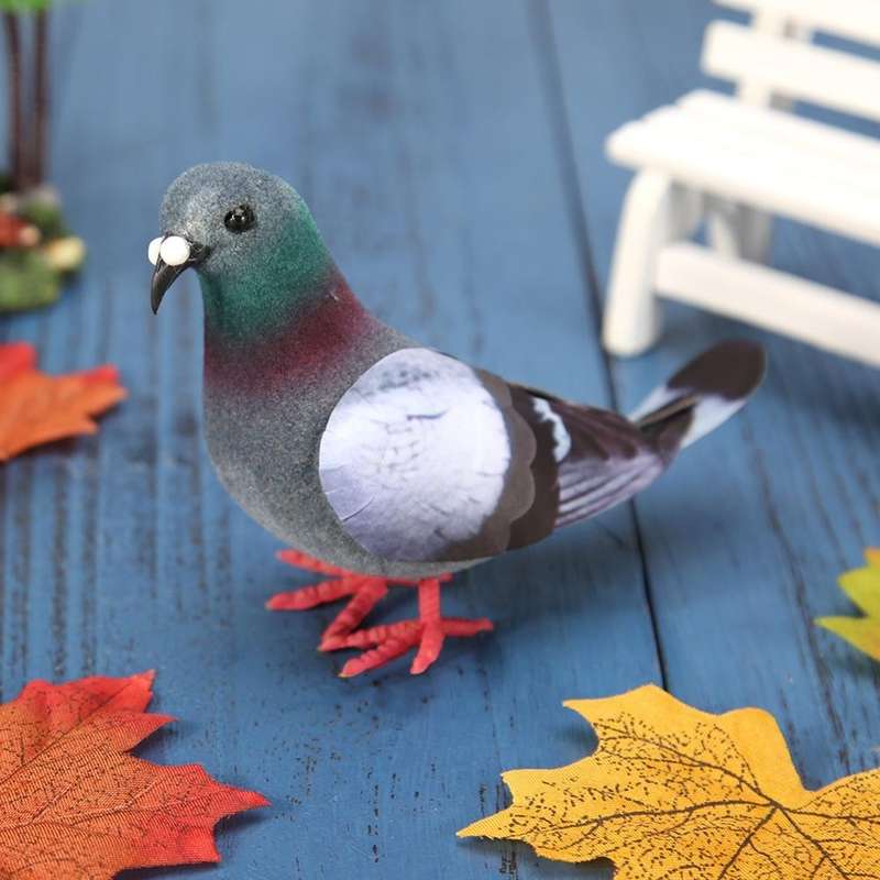 2 PCS Simulation Foam Pigeon Model Home Garden Ornament Miniature Decor