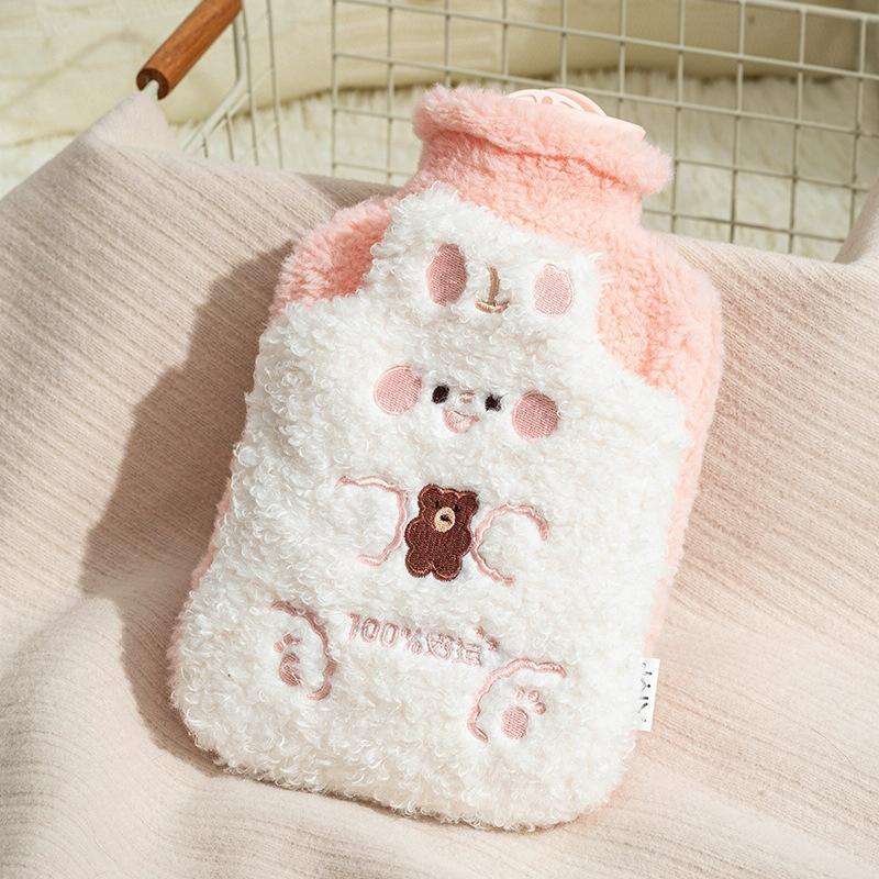 ZS103 Cartoon Plush Water-filled Explosion-proof Hot Water Bags, Spec: Intervened White(500ml)