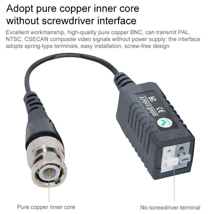 CCTV Via Twisted Pairs Passive UTP Video Transceiver(Black)