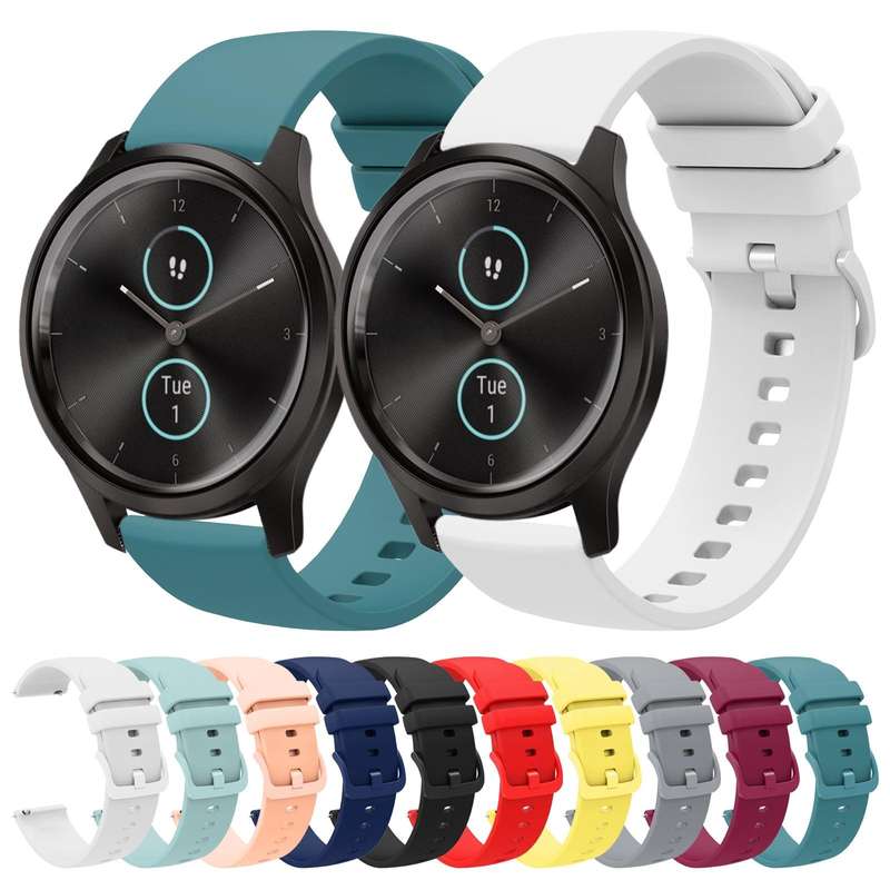 For Garmin VivoMove Style 20mm Solid Color Soft Silicone Watch Band(White)