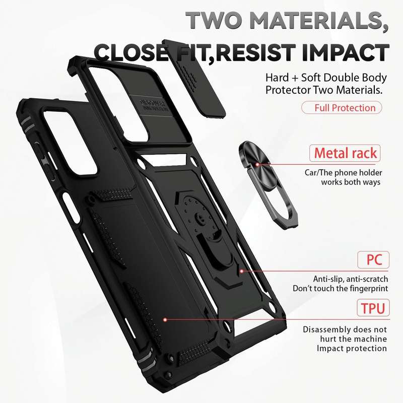 For Samsung Galaxy A23 Sliding Camshield Holder Phone Case(Black)