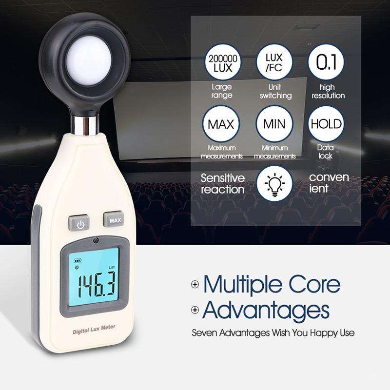 BENETECH Digital Light Lux Meter for Factory / School / House Various Occasion, Range: 0-200,000 ...
