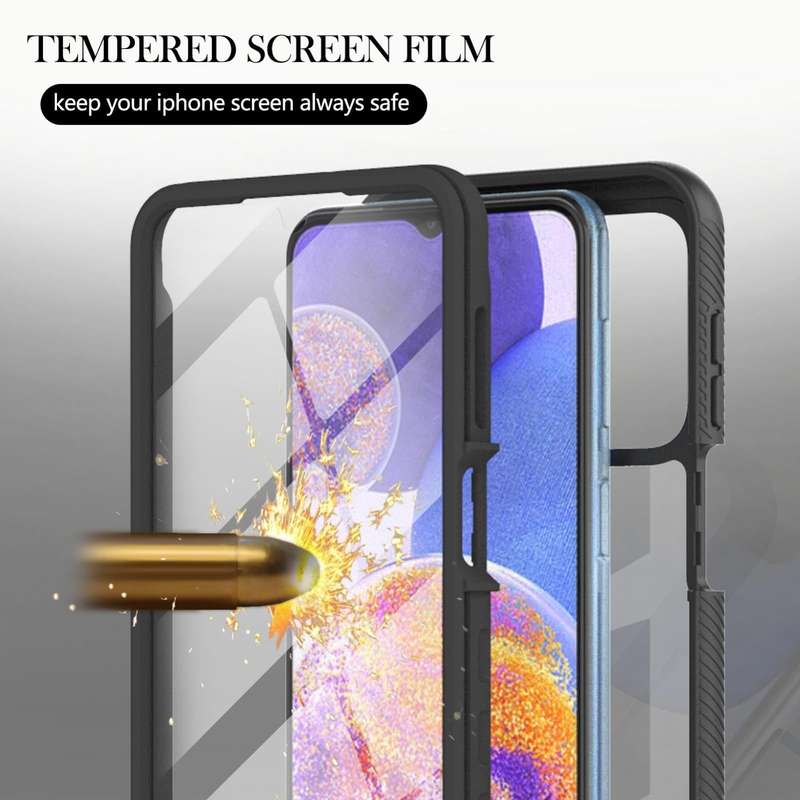 For Samsung Galaxy A23 5G / 4G Starry Sky Solid Color Series PC + TPU Phone Case with PET Film(Bl...