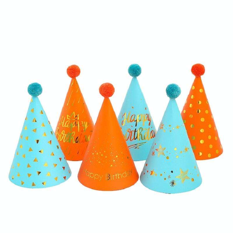 20 PCS Sequined Fur Ball Birthday Hat Birthday Party Supplies Dress Up Paper Hat, Colour: No. 7 Pink