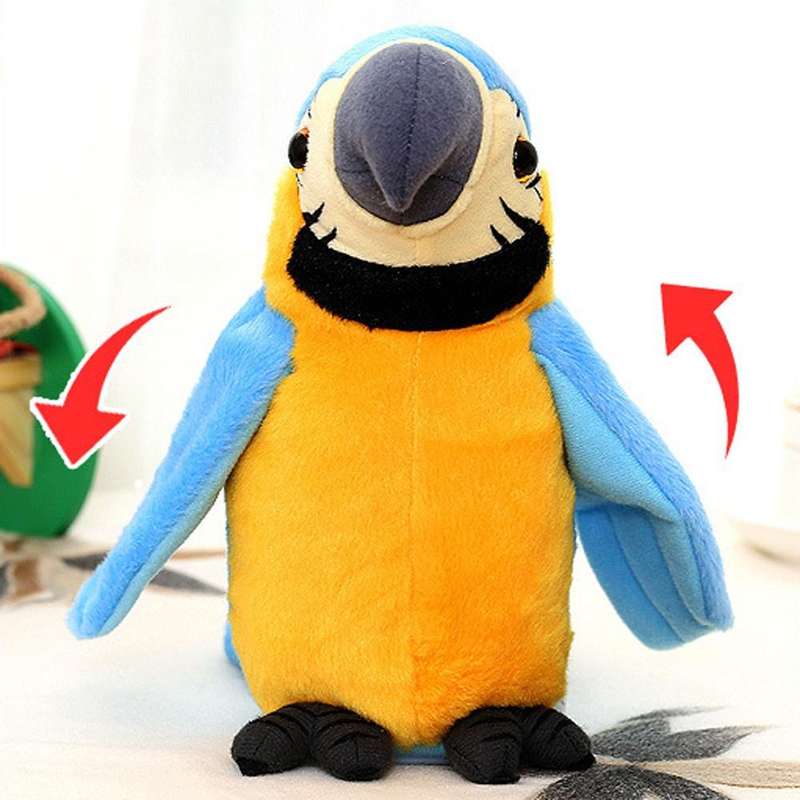 Plush Toy Parrots Recording Talking Parrots Will Twist the Fan Wings Children Toys, Size:Height 1...