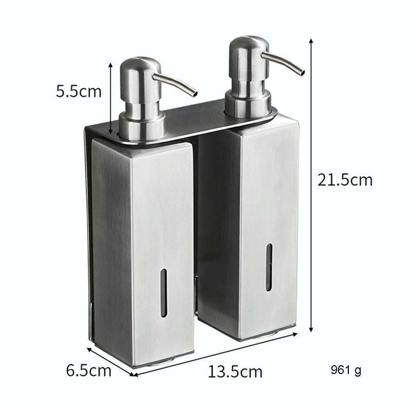 Hotel Stainless Steel Soap Dispenser Home Wall Mounted No Punch Press To Soap Bottle, Style: Squa...