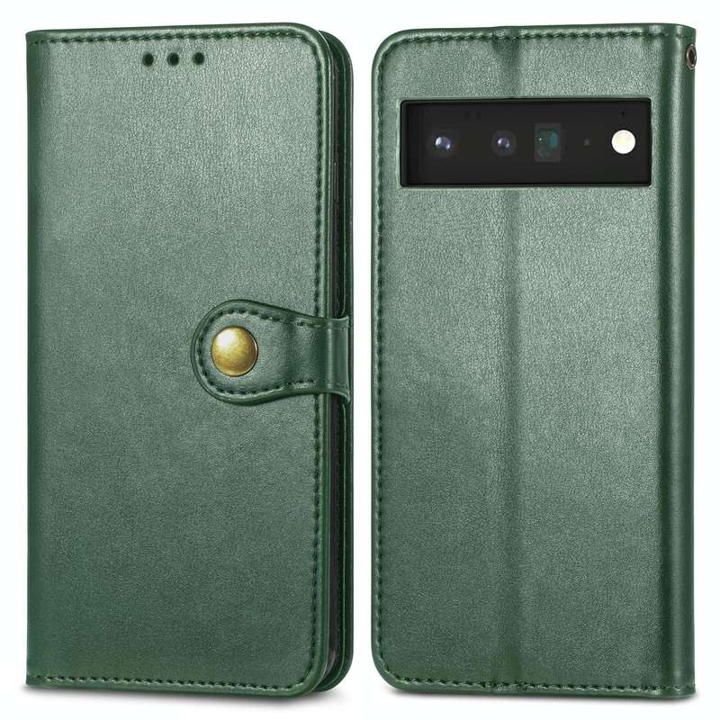 For Google Pixel 6 Solid Color Leather Buckle Phone Case(Green)