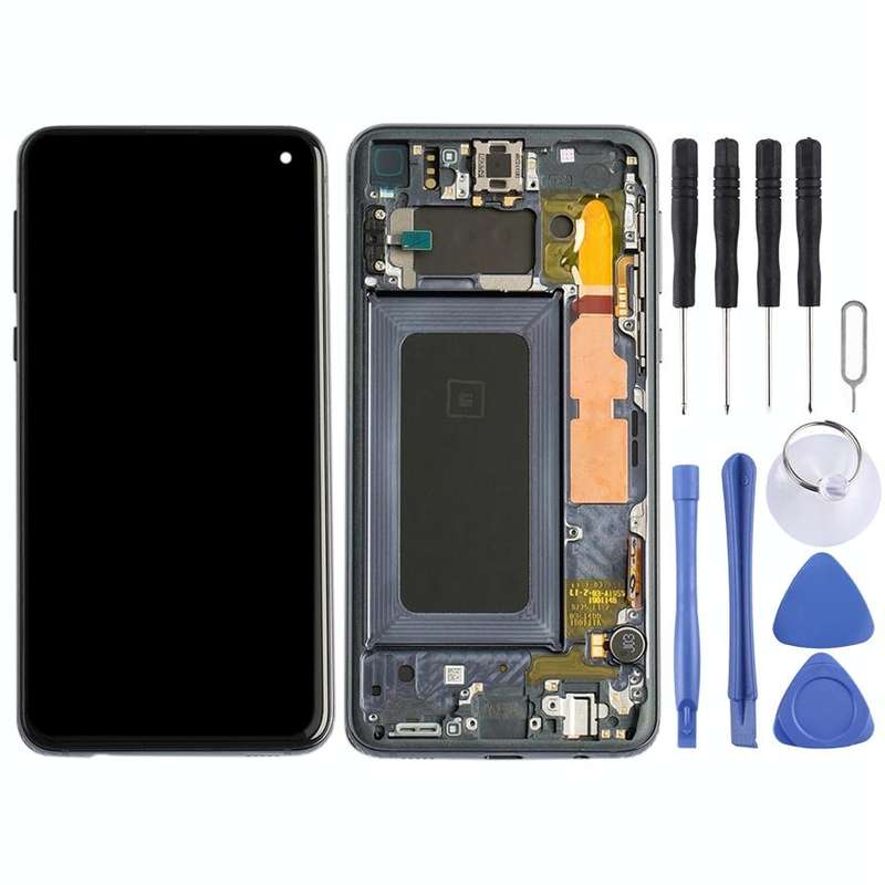 Original Super AMOLED LCD Screen Digitizer Full Assembly with Frame for Samsung Galaxy S10e (Black)