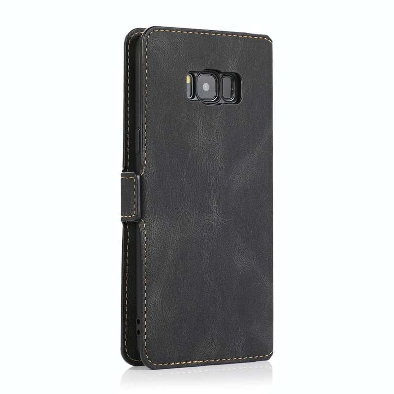 For Samsung Galaxy S8 Plus Retro Magnetic Closing Clasp Horizontal Flip Leather Case with Holder ...