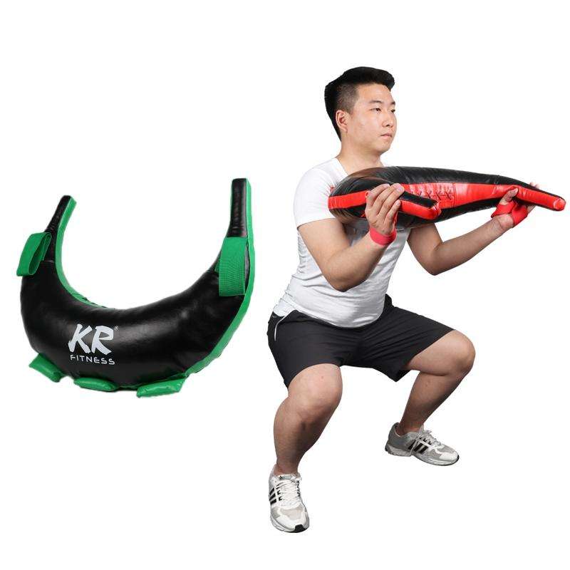 KR Fitness Training Sandbag Weight-Bearing Exercise Equipment Croissant without Filler(Black Leat...