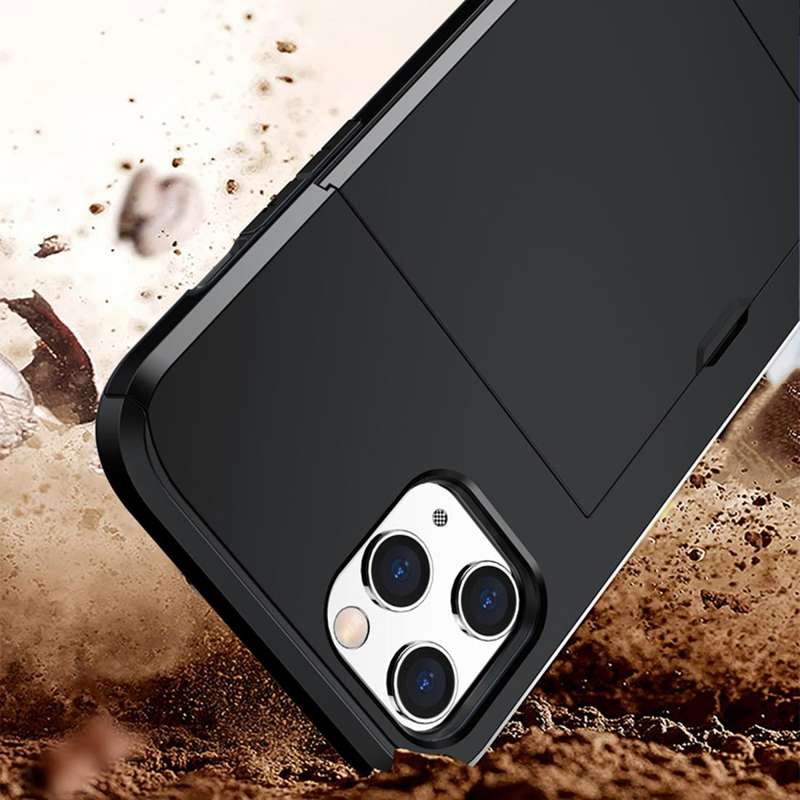 For iPhone 12 / 12 Pro Shockproof Rugged Armor Protective Case with Card Slot(White)
