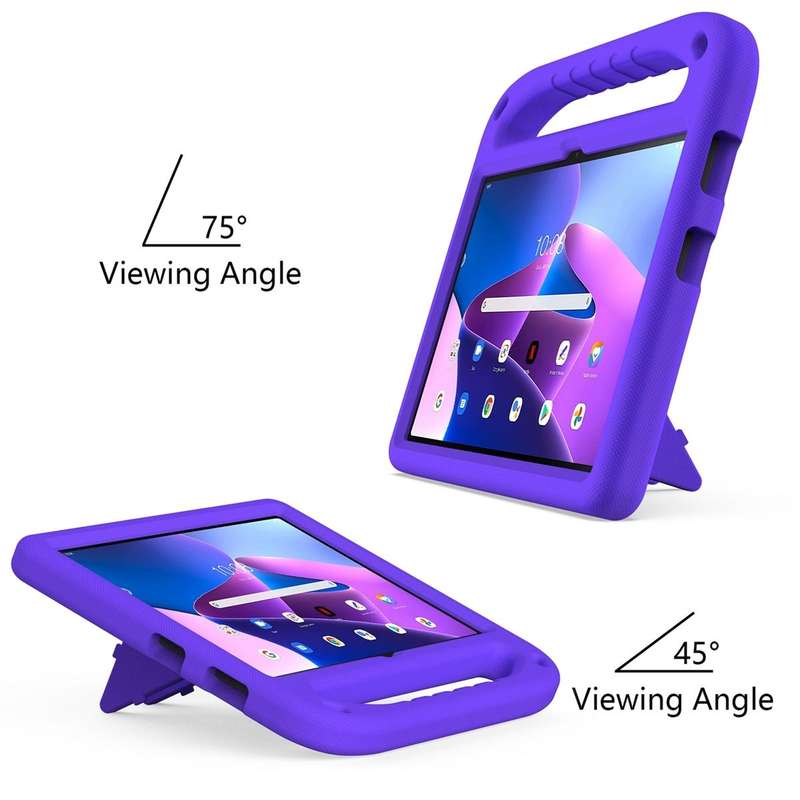 For Lenovo Tab M10 3rd Gen Handle EVA Shockproof Tablet Case with Holder(Purple)