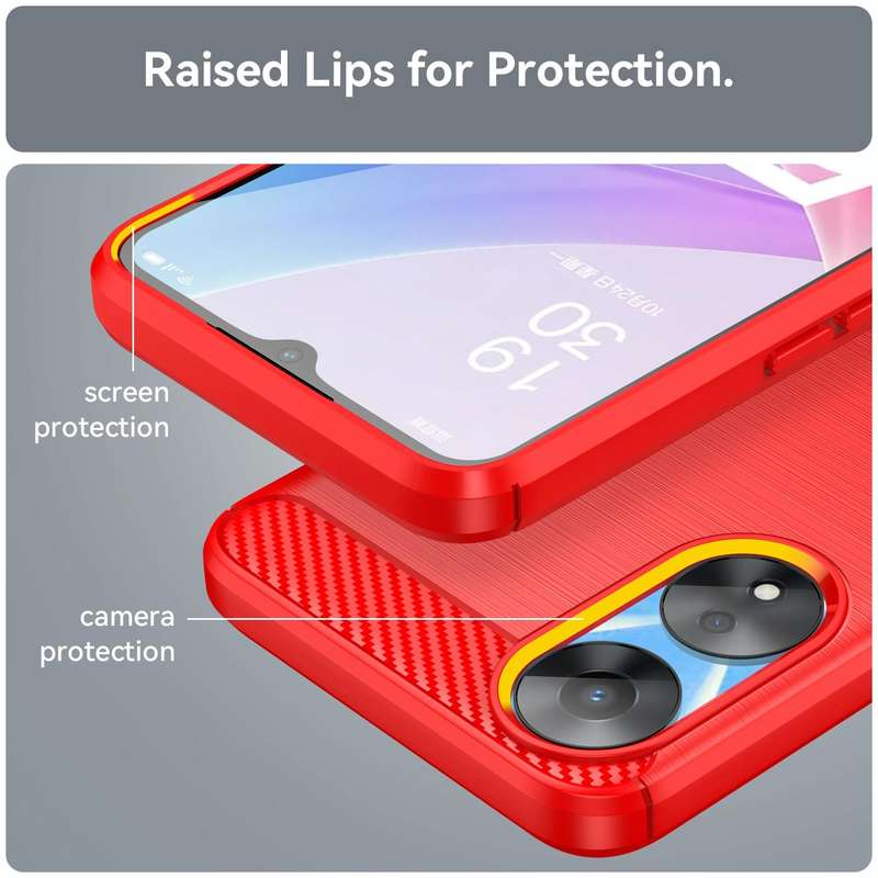 For OPPO A78 5G Brushed Texture Carbon Fiber TPU Phone Case(Red)