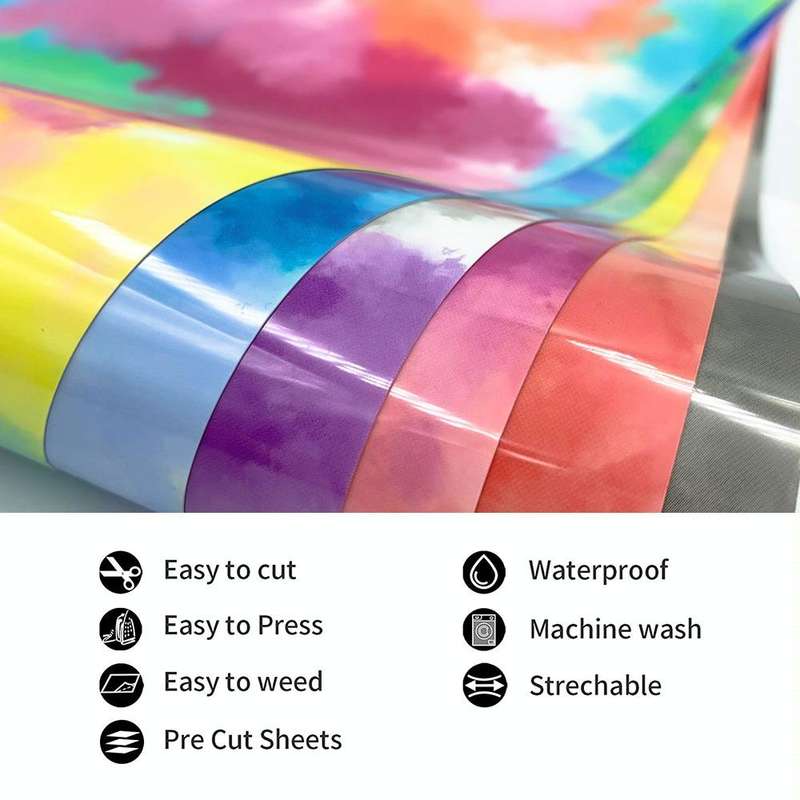 Clouds Watercolor Tie Dye Heat Transfer Vinyl Make Sign Pattern Cricut Film 30x 50cm(Red Orange)