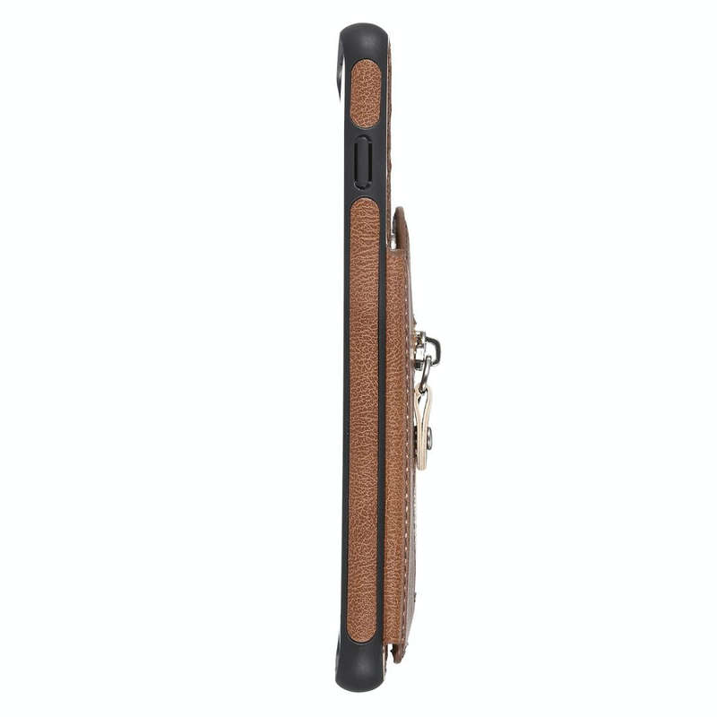 For Galaxy S10 Solid Color Double Buckle Zipper Shockproof Protective Case(Brown)