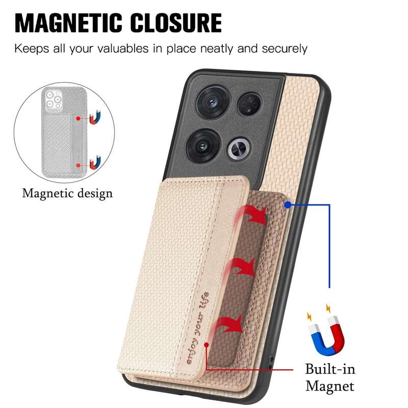 For OPPO Reno 8 Pro Carbon Fiber Magnetic Card Bag Phone Case(Black)