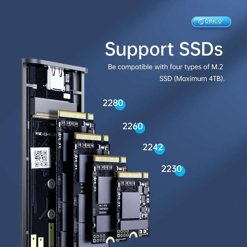 ORICO AM2C3-2SN Dual-bay M.2 NVME + SATA SSD Enclosure(Grey)